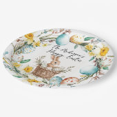 ハッピーイースターバニーとフローライースター ペーパープレート (アングル)