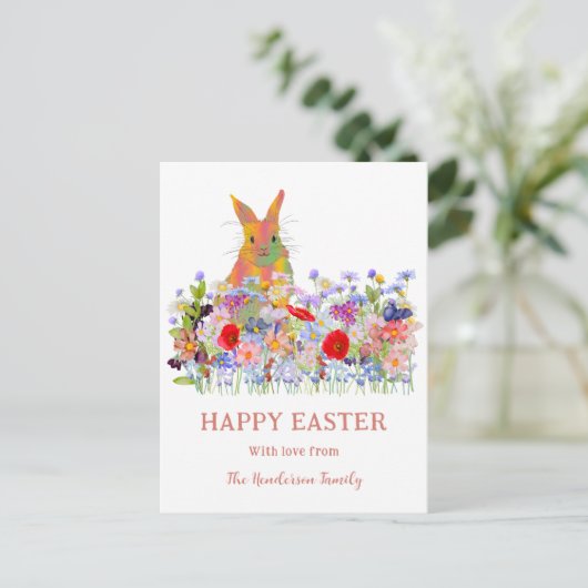 ハッピーイースターバニーとワイルドフラワー シーズンポストカード (スタンド正面)