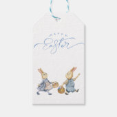 ハッピーイースターバニーと卵バスケットのギフトラベル ギフトタグ (正面)
