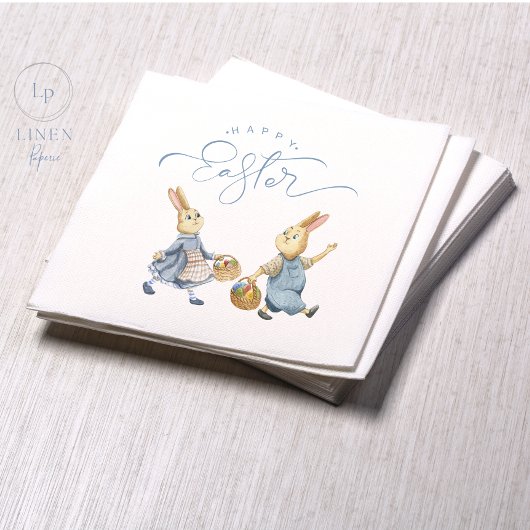 ハッピーイースターバニーと卵バスケット スタンダードカクテルナプキン