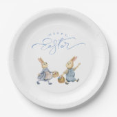 ハッピーイースターバニーと卵バスケット ペーパープレート (正面)