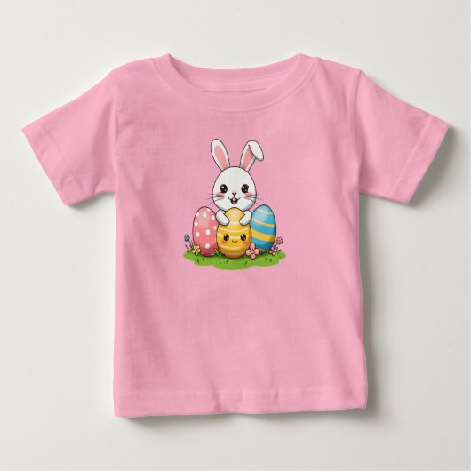 ハッピーイースターバニーと卵 ベビーTシャツ (正面)
