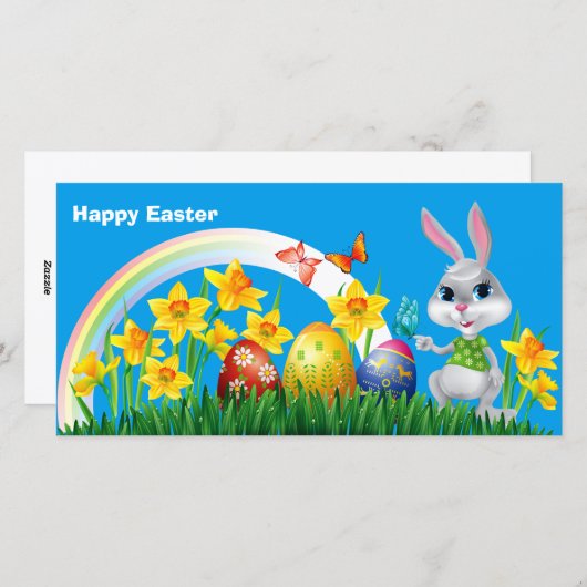 ハッピーイースターバニーと色付き卵 シーズンカード (正面/裏面)