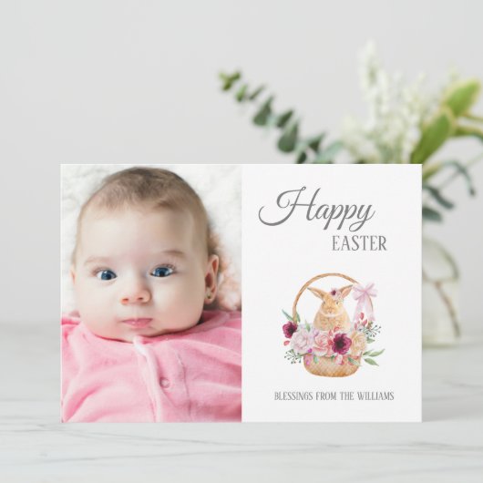 ハッピーイースターバニーのバスケットフォト シーズンカード (スタンド正面)