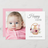 ハッピーイースターバニーのバスケットフォト シーズンカード (正面/裏面)
