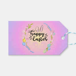 ハッピーイースターバニーアウトラインストゥルパかわいらしステル ギフトタグ