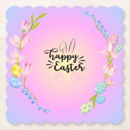 ハッピーイースターバニーアウトラインストゥルパかわいらしステル ペーパーコースター