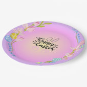 ハッピーイースターバニーアウトラインストゥルパかわいらしステル ペーパープレート (アングル)