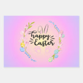 ハッピーイースターバニーアウトラインストゥルパかわいらしステル ラッピングペーパーシート (正面3)
