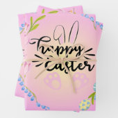 ハッピーイースターバニーアウトラインストゥルパかわいらしステル ラッピングペーパーシート (インサイチュ)