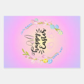 ハッピーイースターバニーアウトラインストゥルパかわいらしステル ラッピングペーパーシート (正面3)