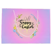ハッピーイースターバニーアウトラインストゥルパかわいらしステル ラージペーパーバッグ (裏面)