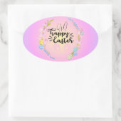 ハッピーイースターバニーアウトラインストゥルパかわいらしステル 楕円形シール (バッグ)
