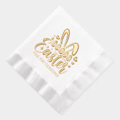 ハッピーイースターバニーアパーソナライズされたイズ名 箔ナプキン (右)