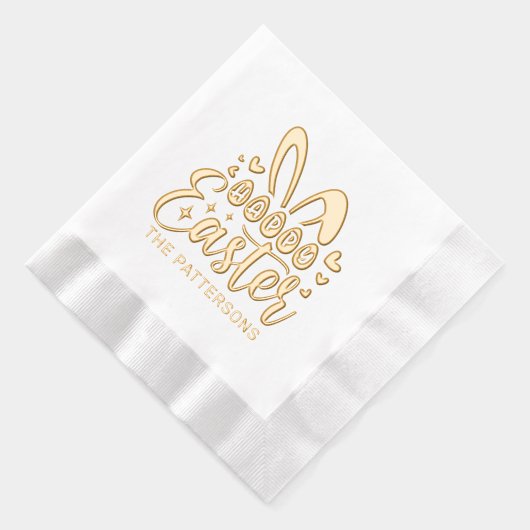 ハッピーイースターバニーアパーソナライズされたイズ名 箔ナプキン (右)