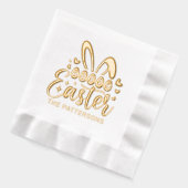 ハッピーイースターバニーアパーソナライズされたイズ名 箔ナプキン (左)