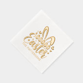 ハッピーイースターバニーアパーソナライズされたイズ名 箔ナプキン (右)