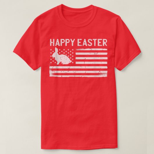 ハッピーイースターバニーアメリカ国旗 Tシャツ (デザイン正面)