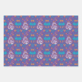 ハッピーイースターバニーアート、抽象芸術フローラ ラッピングペーパーシート (正面3)