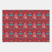 ハッピーイースターバニーアート、抽象芸術フローラ ラッピングペーパーシート (正面2)