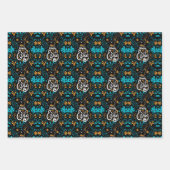 ハッピーイースターバニーアート、抽象芸術フローラ ラッピングペーパーシート (正面)