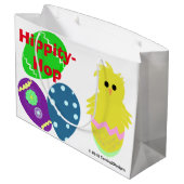 ハッピーイースターバニーイエローピンクヒックエッグ ラージペーパーバッグ (裏面アングル)