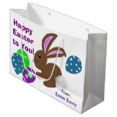 ハッピーイースターバニーイエローピンクヒックエッグ ラージペーパーバッグ (正面アングル)