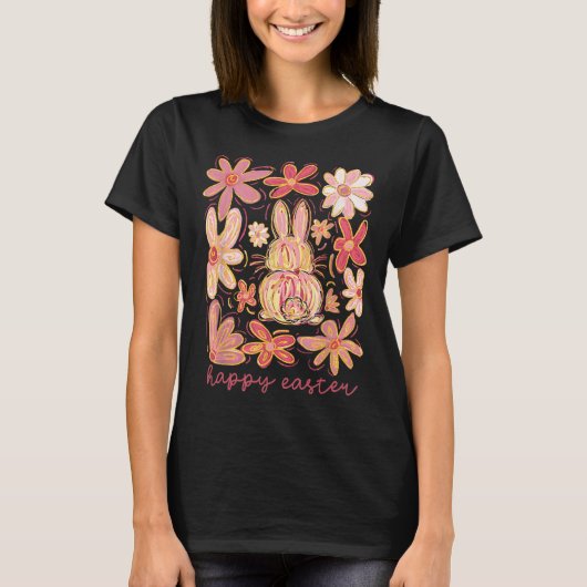 ハッピーイースターバニーイースターエッグ狩りスクワッドイースターウォー Tシャツ (正面)