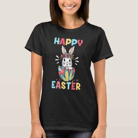 ハッピーイースターバニーイースターエッグ1 Tシャツ (正面)