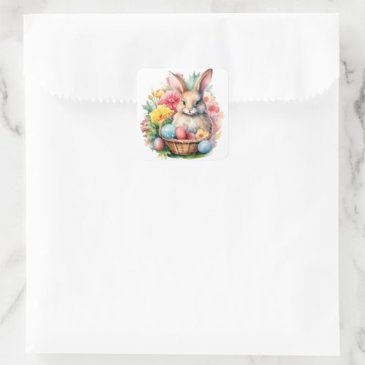 ハッピーイースターバニーウォーター絵を描カラー スクエアシール (バッグ)
