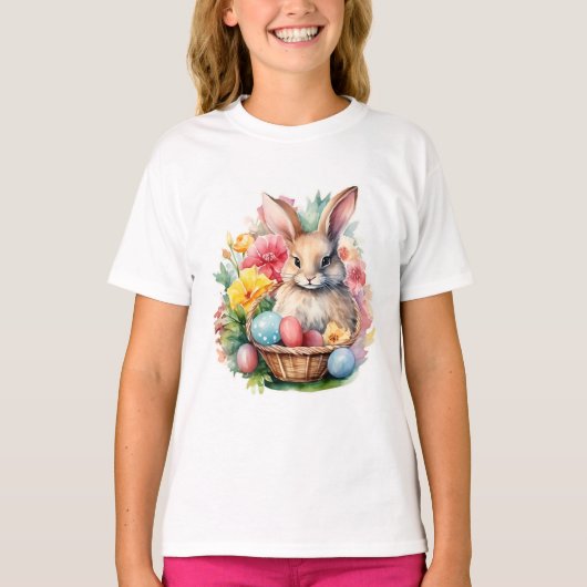 ハッピーイースターバニーウォーター絵を描カラー Tシャツ (正面)