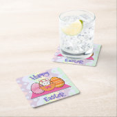 ハッピーイースターバニーエッグスカスケットキュートイースター スクエアペーパーコースター (インサイチュ)