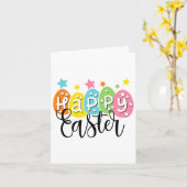 ハッピーイースターバニーエッグ狩りイースターデイシャツファミリー カード (黄色い花)