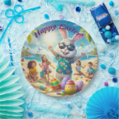 ハッピーイースターバニーオンザビーチ ペーパープレート (パーティー)