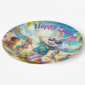 ハッピーイースターバニーオンザビーチ ペーパープレート (アングル)