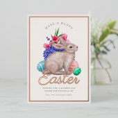 ハッピーイースターバニーカスタマイズ可能フォイルホリデーカード 箔シーズンカード (立ち正面)