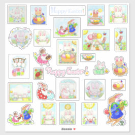ハッピーイースターバニーカスタムカットのビニールステッカー シール