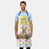 ハッピーイースターバニーカラフルエッグ エプロン (着用した状態)