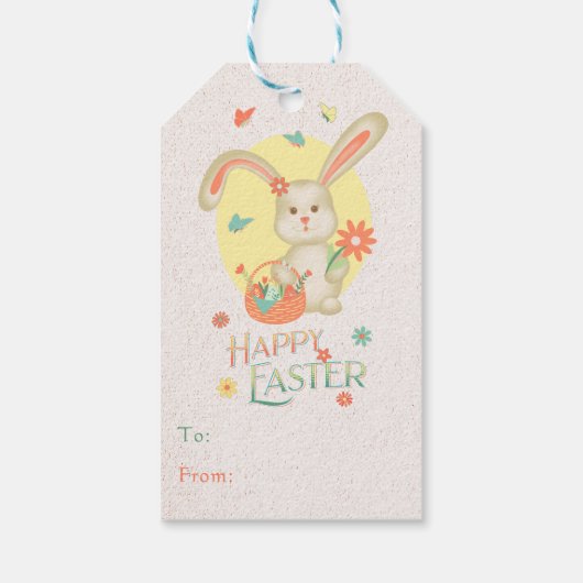 ハッピーイースターバニーカワイイパーソナライズされた ギフトタグ (裏面)