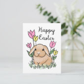 ハッピーイースターバニーカワイイ春の花 ポストカード (スタンド正面)