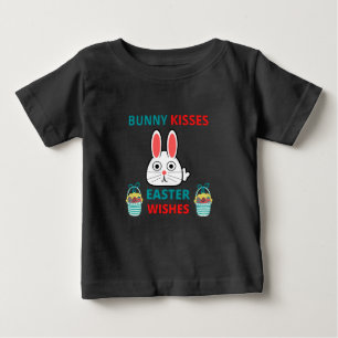 ハッピーイースターバニーキスとウィッシュTシャツ ベビーTシャツ