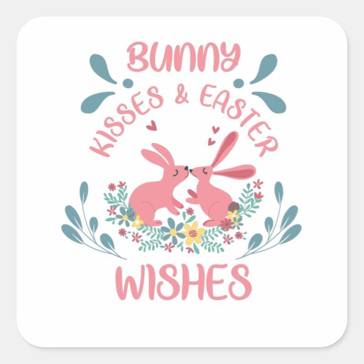 ハッピーイースターバニーキス – イースターの願い スクエアシール (正面)