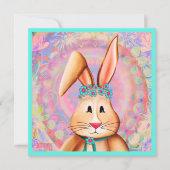 ハッピーイースターバニーキュートピンクパステルインスピリシティ ノートカード (正面)