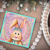 ハッピーイースターバニーキュートピンクパステルインスピリシティ ノートカード