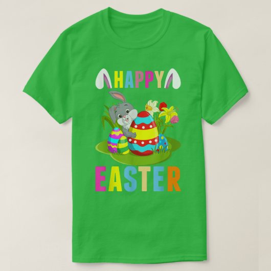 ハッピーイースターバニーキュート Tシャツ (デザイン正面)