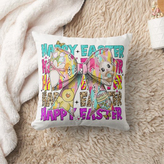 ハッピーイースターバニーコケットボウ クッション (ブランケット)