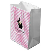 ハッピーイースターバニーシルエット千鳥格子の花 ミディアムペーパーバッグ (裏面アングル)
