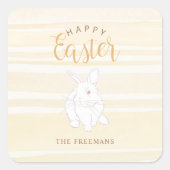 ハッピーイースターバニーステッカーソフトイエローウォーター色 スクエアシール (正面)