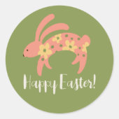 ハッピーイースターバニーステッカー ラウンドシール (正面)