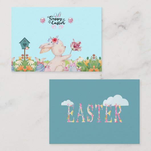 ハッピーイースターバニーズサニーデーホリデイ ノートカード (正面/裏面)